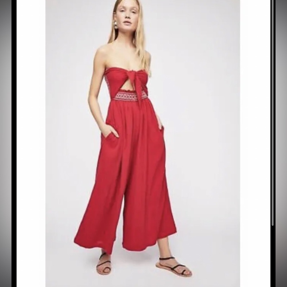 Free People “Carmen” Reversible Wide Leg Sleeveless Romper |S MSRP $145 - Picture 2 of 7